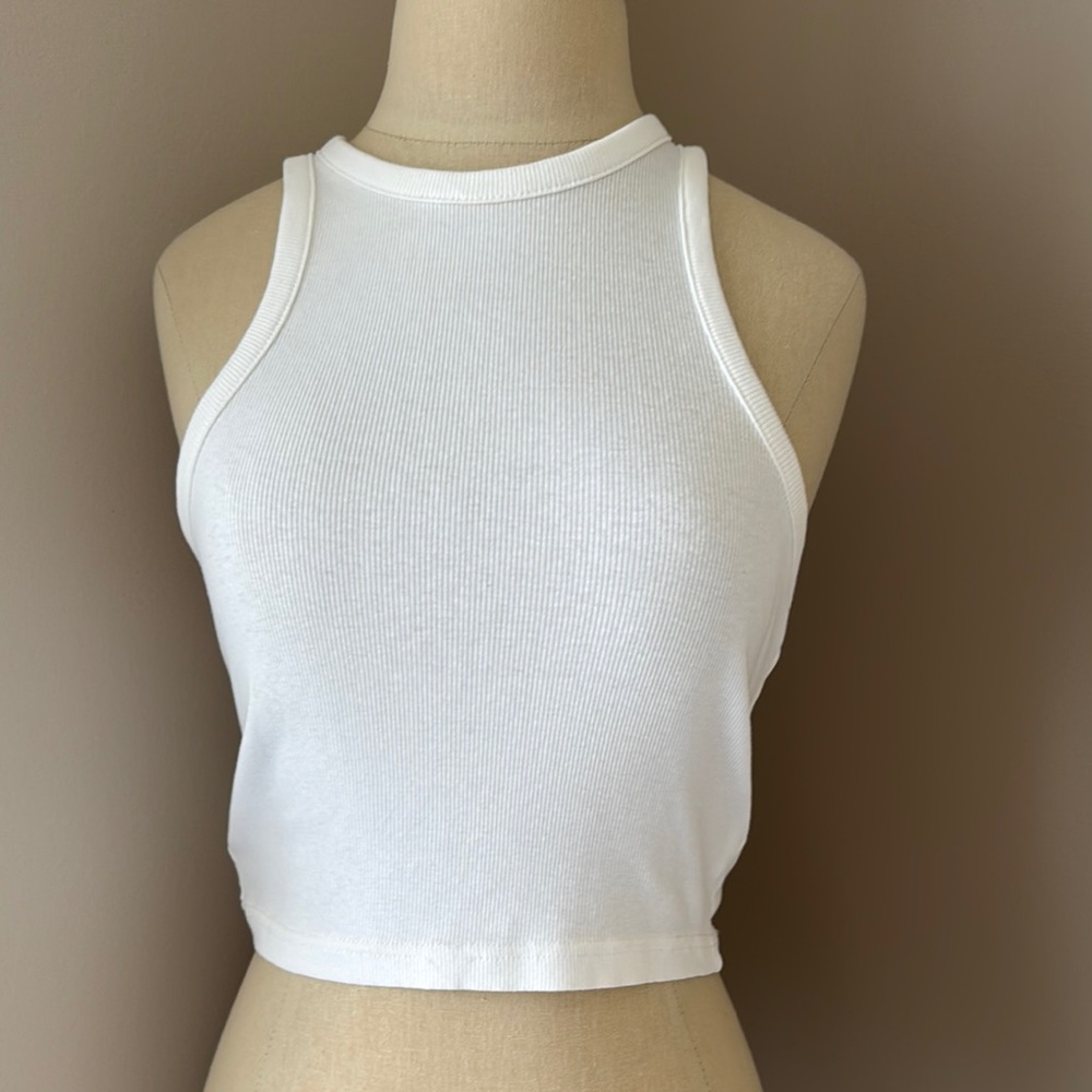 White Ribbed Tank Top